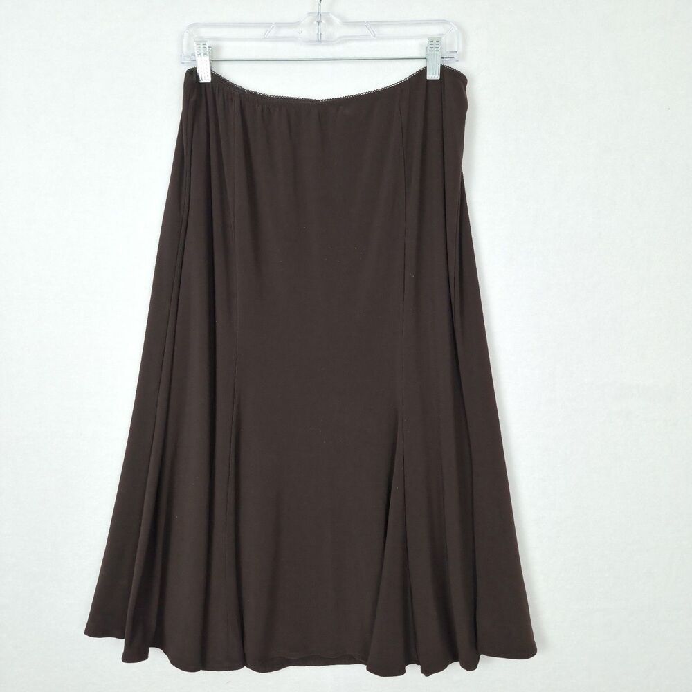 Vtg Cato Brown 14/16 Midi A line skirt stretchy slip on Casual Boho Summer